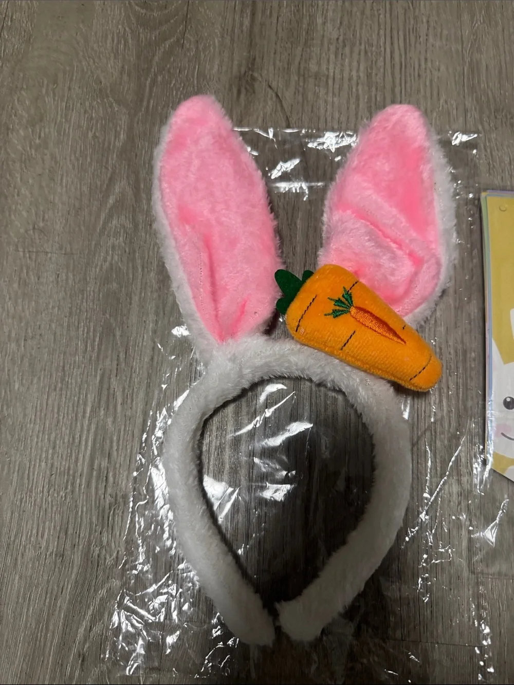 Plush Bunny Ear Headband with Carrot Accent - and happy easter hanging banner